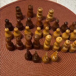 Vintage Wooden Chess Pieces Set with wooden case